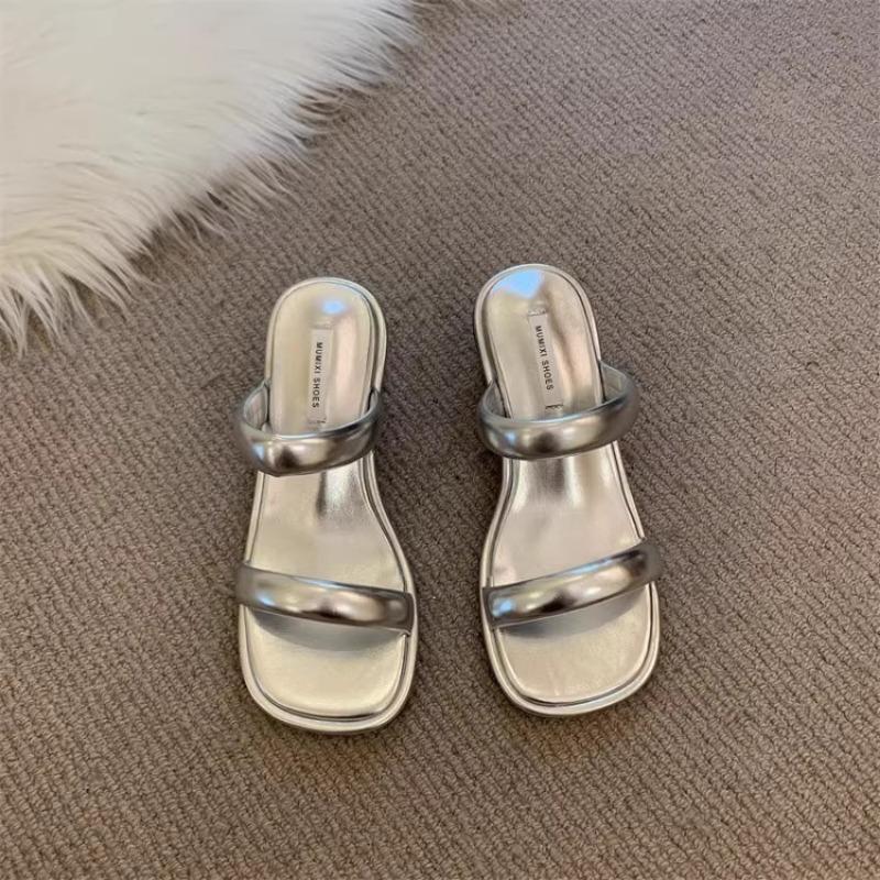 Fashion Summer New Thick Heel Sandals Women's Fashion Round Head Open Toe Anti-slip Wear-resistant High Heels