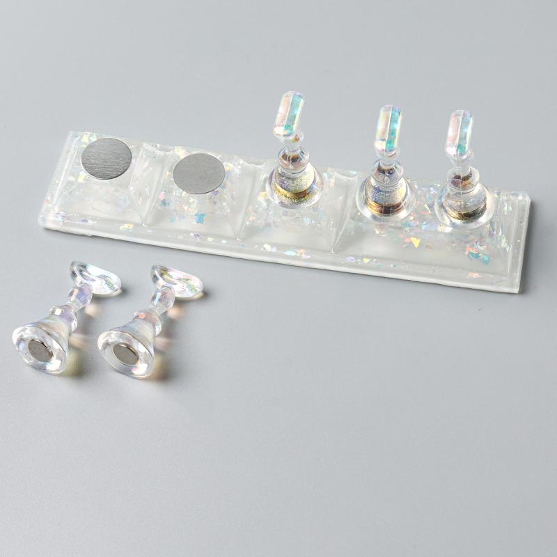 1 Set Transparent Aurora Nail Stand Magnetic False Nails Holder Press On Nail Display Nail Rack Acrylic Nail Training Manicure