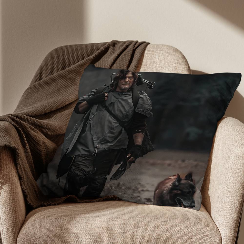 COOL Daryl T-The Walking Dead Pillow Case Square Double-Sided Printing Short Plush Sofa Cushion Cover Bedroom Bedside Pillow