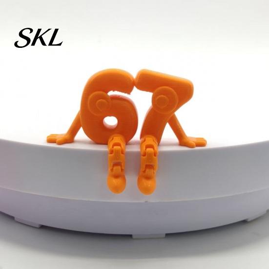 One-piece Integrated Molding Figure 3D Printed Movable Joint Number 6 & 7 Figurine Ornaments, Desktop Art Sculpture, Decorative Ornament Digit Statue,