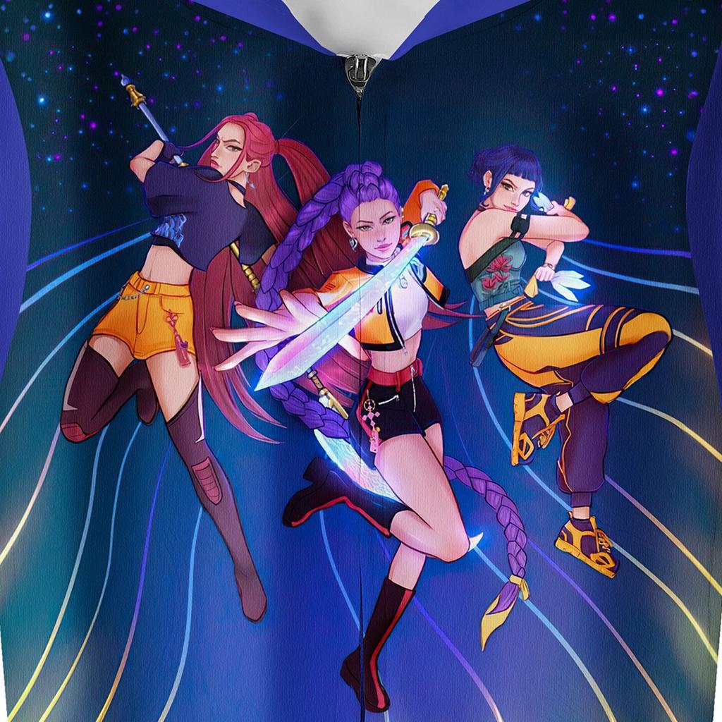 Girls Hoodie 3D Cartoon Jacket Sweatshirt Music Zip Hooded Long Sleeve Tops