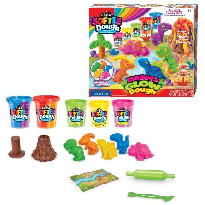 LEXIBOOK - Kit de dinosaures en pâte à modeler malléable et fluorescente