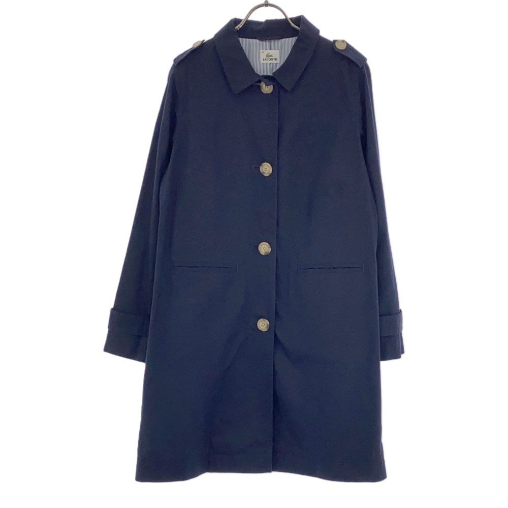 LACOSTE Long sleeve Stainless collar coat 42 Navy Women Used