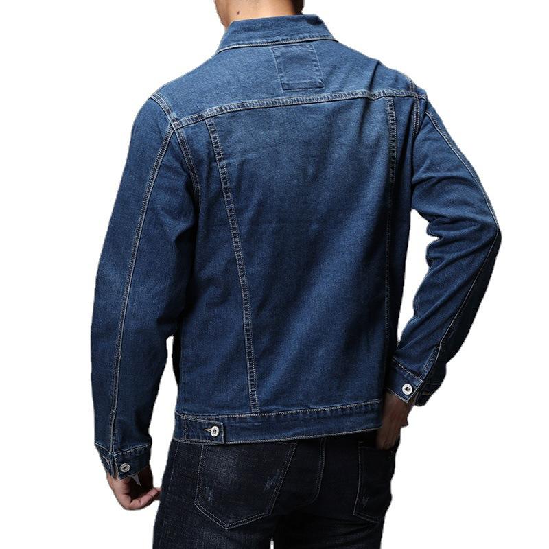 2024 Herbst/Winter Europäische und amerikanische Herren-Trendjacke im Slim Fit, nostalgisch-blaue, personalisierte, modische, einfarbige Jeansjacke