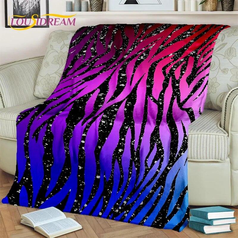 

3D барвистий візерунок зебри в смужку HD Ковдра, м яка ковдра для дому, спальні, ліжка, дивана для пікніка, подорожей, офісної ковдри, дитячої 75x90cm