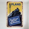 Vintage Lionel Model Railroaders Tin Sign Metal Sign with Train & Signal Tower for Bar Home Wall Decor Retro Blueprint Style 8x1