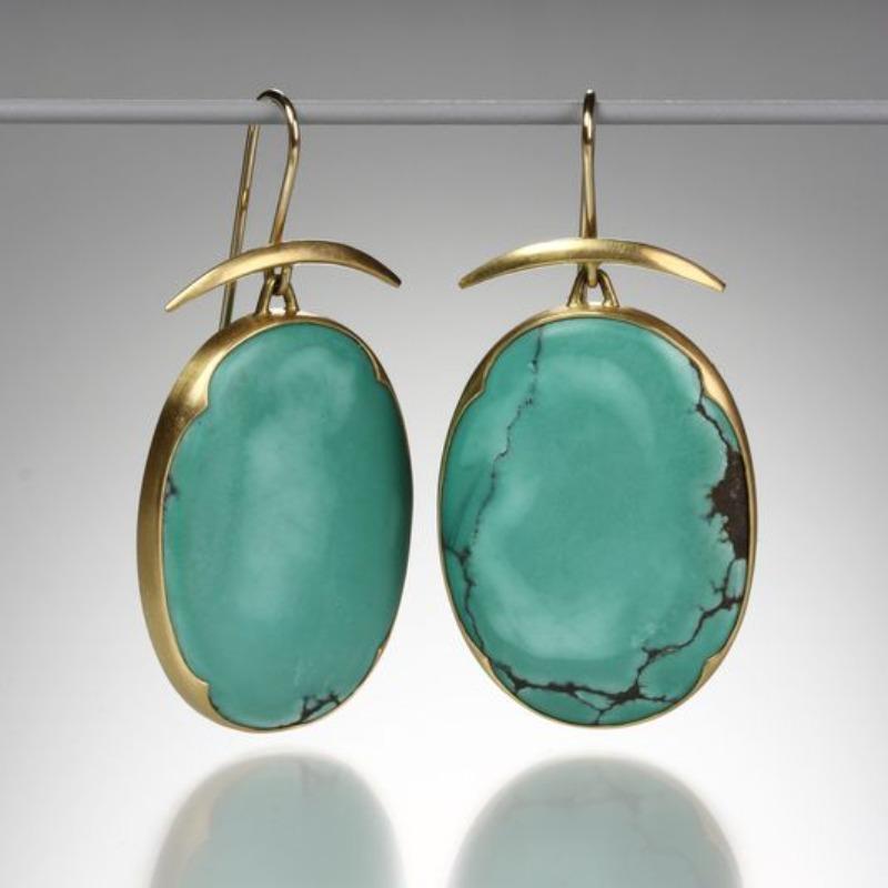 Exquisite Gold Color Metal Round Geometry Green Stone Dangle Earrings for Women Jewelry