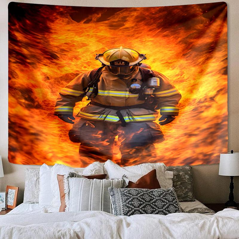 Firefighter Bravery In Action Tapestry Room Decoration Wall Hanging for Living Room Bedroom, dormitory, Birthday and Christmas gifts
