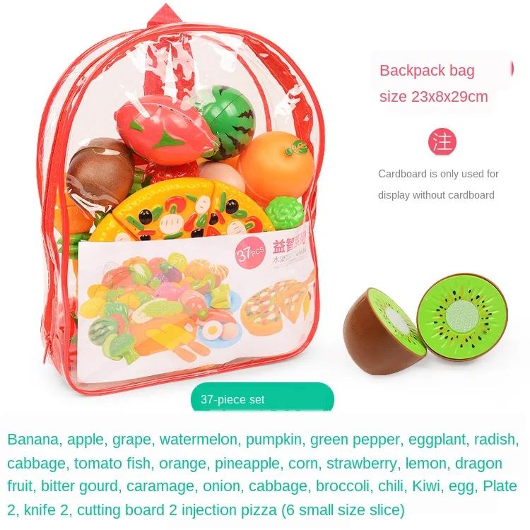 Kitchen Fun Cutting Fruit Basket And Vegetables Pizza Food Play House Set Puzzle Education Toys For Kids Boys Girls Xmas Gifts