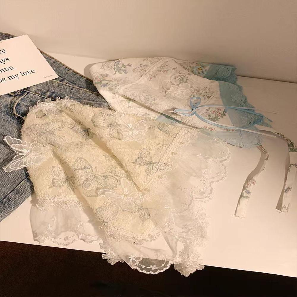 Flower Triangle Bandana Butterfly Triangle Scarf Elegant Lace Hair Scarf  Ladies