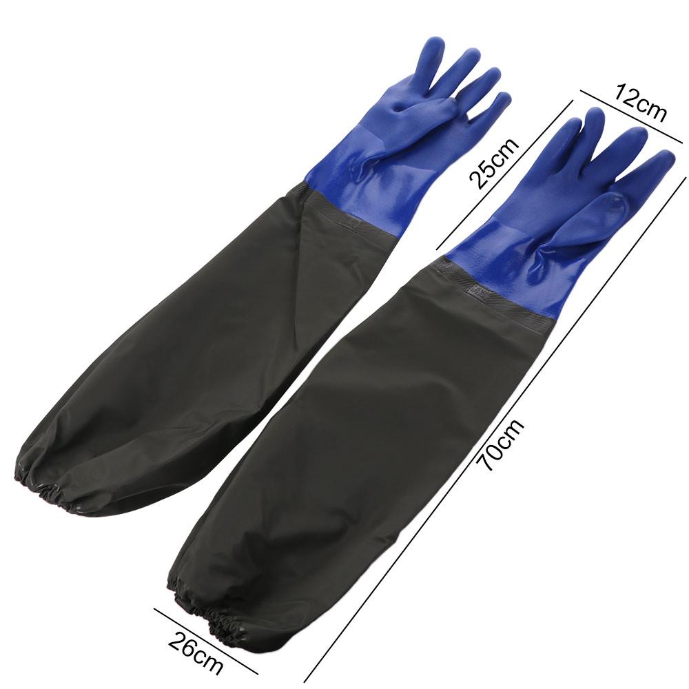 1 Pair Lengthened Labor Protection Waterproof Gloves Reusable Chemical Resistant Rubber Glove Wear-Resistant Sleeved