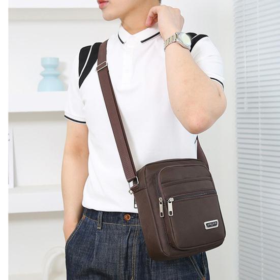 Men Small Crossbody Bag Multi-Pocket Sling Bag Waterproof Lightweight Shoulder Bag for Street Work Commuting