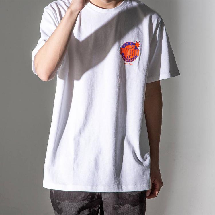 Puma X The Hundreds Logo Print Crew Neck T-Shirt Men Tops White 596750-02