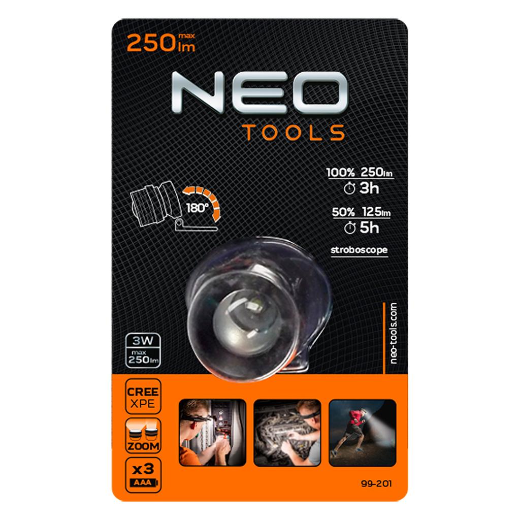 Headlamp 250 lum, zoom, CREE XPE, 3xAAA