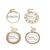 European & American Jewelry Alloy 4-Piece Set: Hip-Hop Cuban Bracelet & Punk Metal Twisted Rope Chain Cuff