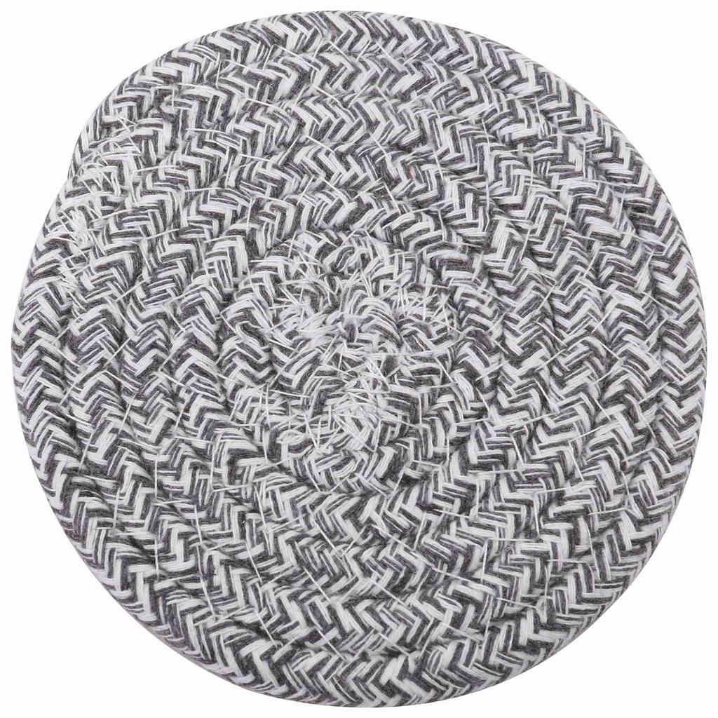 T02C!Round Cotton Braided Table Place Mats Coaster Non-Slip Table Mats Set Of 5 Cups Dining Kitchen Washable Small