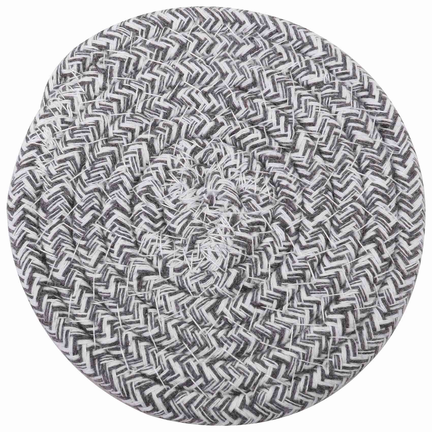 T02C!Round Cotton Braided Table Place Mats Coaster Non-Slip Table Mats Set Of 5 Cups Dining Kitchen Washable Small