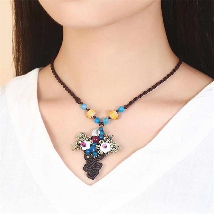 Original Handmade Ethnic Style Agate Short Necklace Femininity Retro Versatile Collarbone Chain Simple Classical Accessories