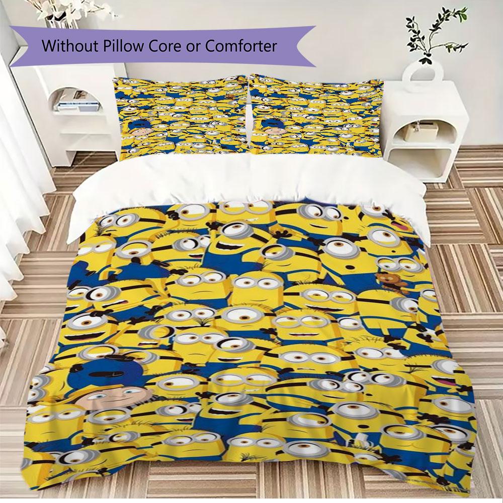 Minions Themed Printed Bedding 3PCS Cute Cartoon Suit For Children Boys Teens Bedroom Home Decoration