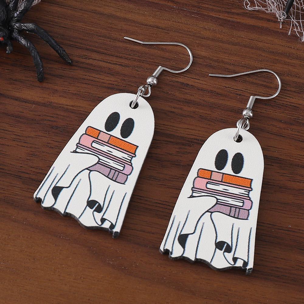 Wooden Handmade Unique Ghost Earrings Perfect For Halloween Book Lovers And Fans