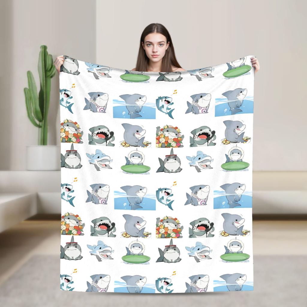 Cute Jeff The Landshark Flannel Blankets Shark Funny Throw Blanket for Home 200x150cm Plush Thin Quilt