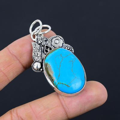 Memorial Day Deal 925 Silver Tibetan Turquoise Stone Unique Handcrafted Pendant