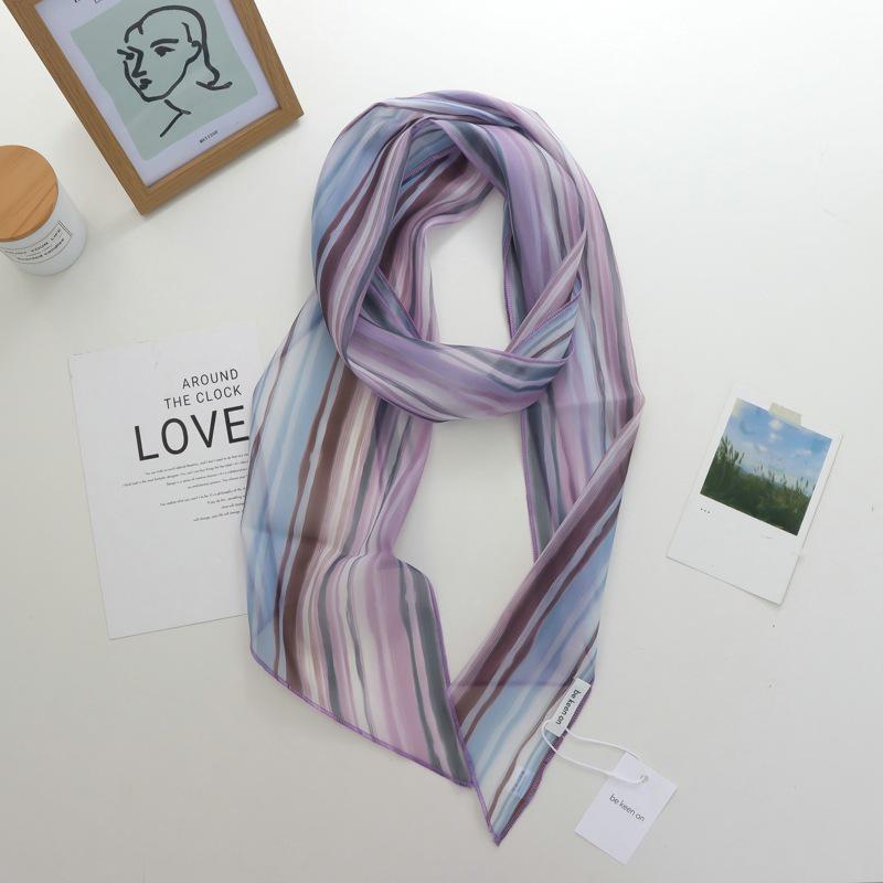 2025 Nische Persönlichkeit Colorblock Seidenschal: Vielseitiges und modisches dünnes Krawattenband-Accessoire für Damen