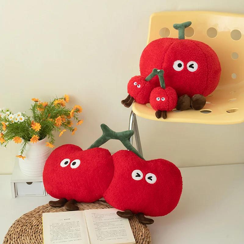 Favorite Toy Unisex Red Squishy Cherry Plush Toy Pillow Stuffed Soft Fruit Cherry Doll Cute Huggable Pillow Kids Christmas Birthday Gift