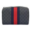 Vintage Logo Red And Blue Web Canvas And Leather Clutch Cosmetic Bag Storage Bag Toiletry Bag Unisex Clutch Black Gray 495561-9F2YN-1095
