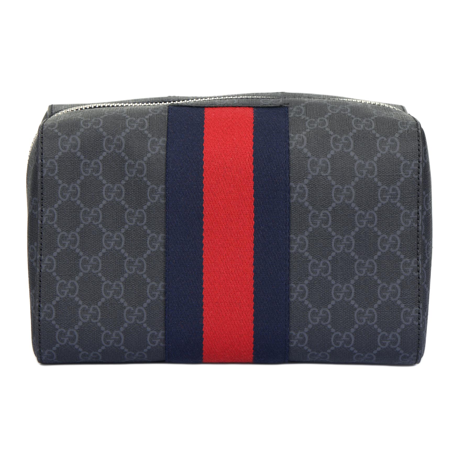 

Gucci Vintage Logo Red And Blue Web Canvas And Leather Clutch Cosmetic Bag Storage Bag Toiletry Bag Unisex Clutch Black Gray 495561-9F2YN-1095 Shopping Bag Set(Basic Set+Shopping Bag)