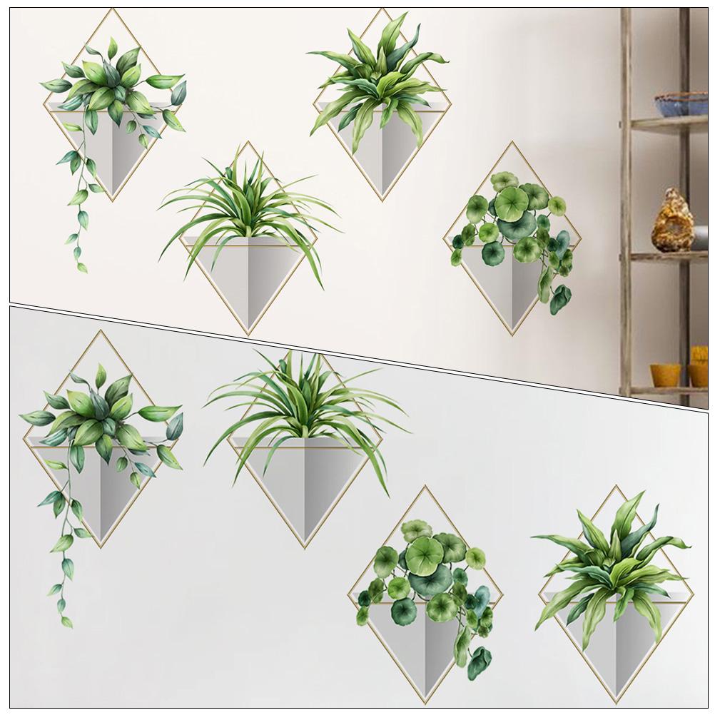 

Украшения для ванной комнаты Растения Наклейки на стену Комнатные растения Наклейки на стену Зеленые листья Настенные постеры Бонсай Настенное искусство Росписи 60X55CM