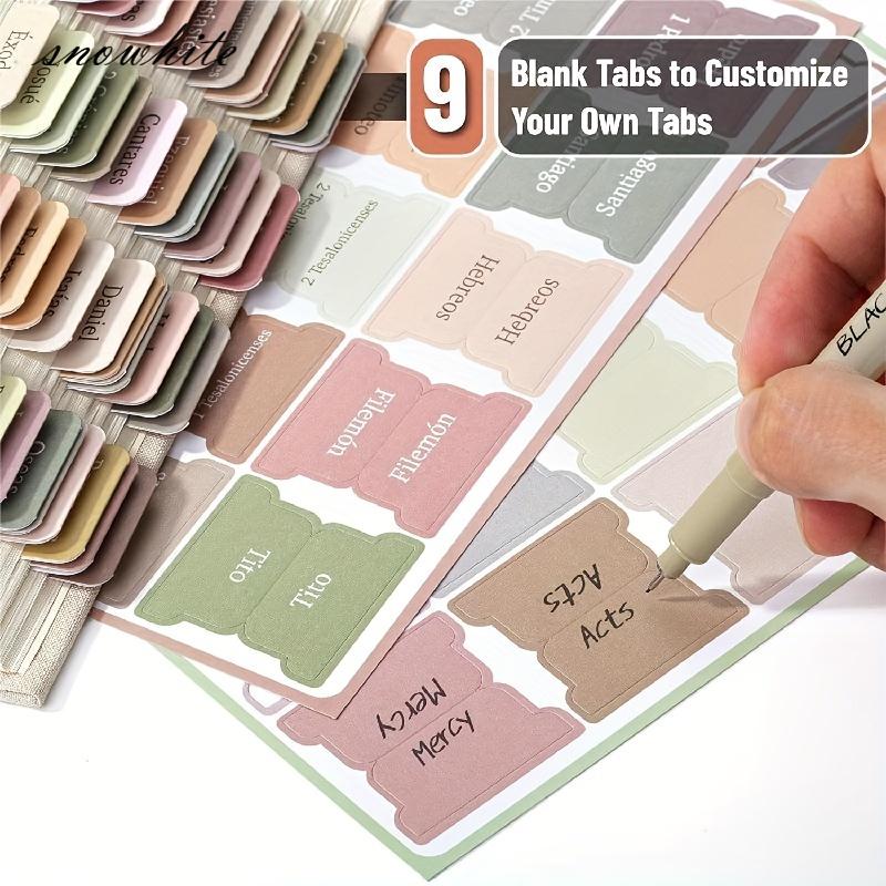 Boho-Themed Bible Tabs for Study Laminated for Both Men And Women Perfect for Bible Journaling with Large Print Repositionable Sticker Accessories.