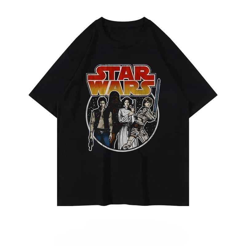 Star Wars Commemorative Edition Pure Cotton Men and Women Short Sleeved Cartoon Printed Short Sleeved Casual Parentchild Top