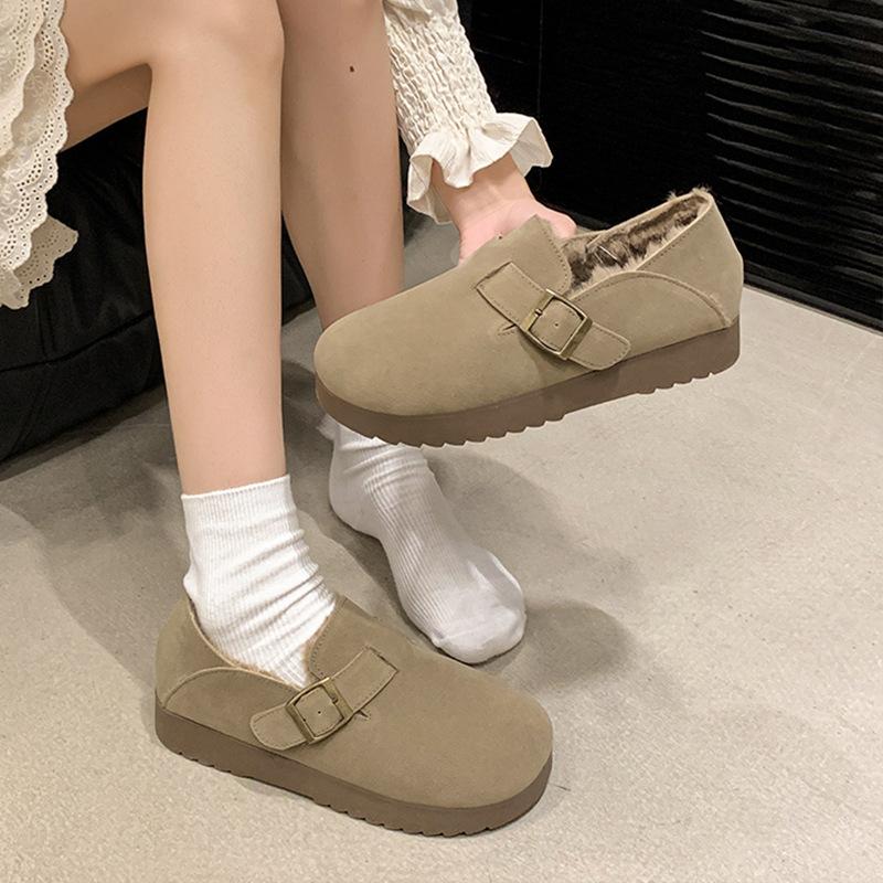 Women's Large Size Soft Sole Heightening Winter Warm Fur One Snow Boots Padded Lined Ankle Boots Anti-slip Hiking Casual Sports Cotton Shoes