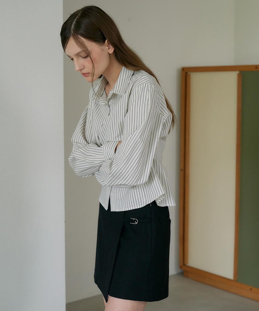 DEHEVE Buckle Wrap Skirt Pants [Black]