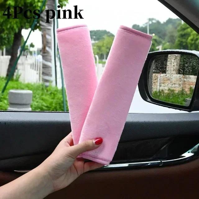 1/2/4pcs Car Seat Belt Shoulder Pad Cover Universal Comfort Protector For Adults & Kids Warm Fleece Padding For Safe Driving