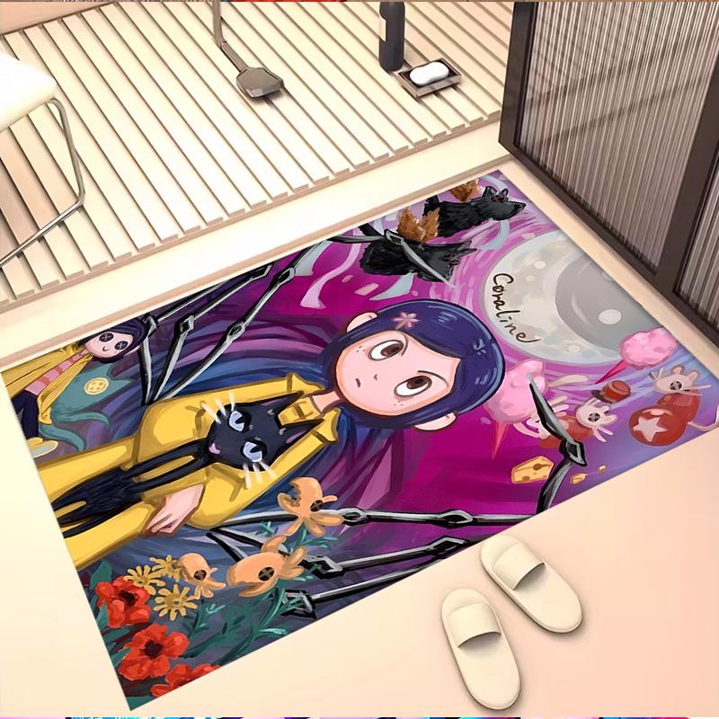 Coraline Print Rug, Washable Floor Carpet, For Entryway Dorm Laundry Room Office Study, Home Decor Birthday Christmas Gift