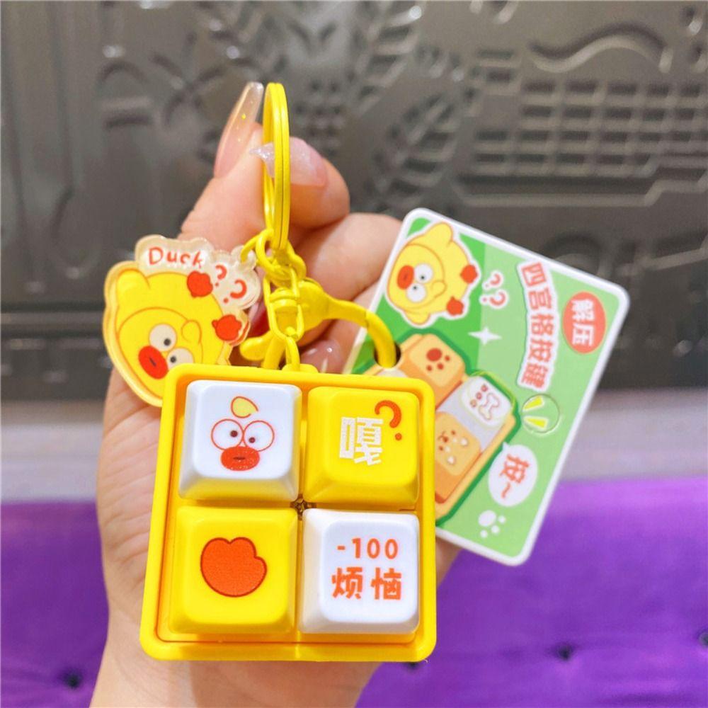 Luminous Mechanical Keyboard Keychain Fingertip Button Key Ring  Office Leisure Entertainment