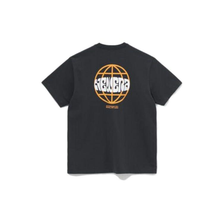 New Era Letter Logo Printed Short Sleeve T-Shirt Unisex T-Shirts Black 13546425