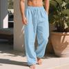 Men's loose new linen casual wide-leg pants beach casual straight-leg pants linen material