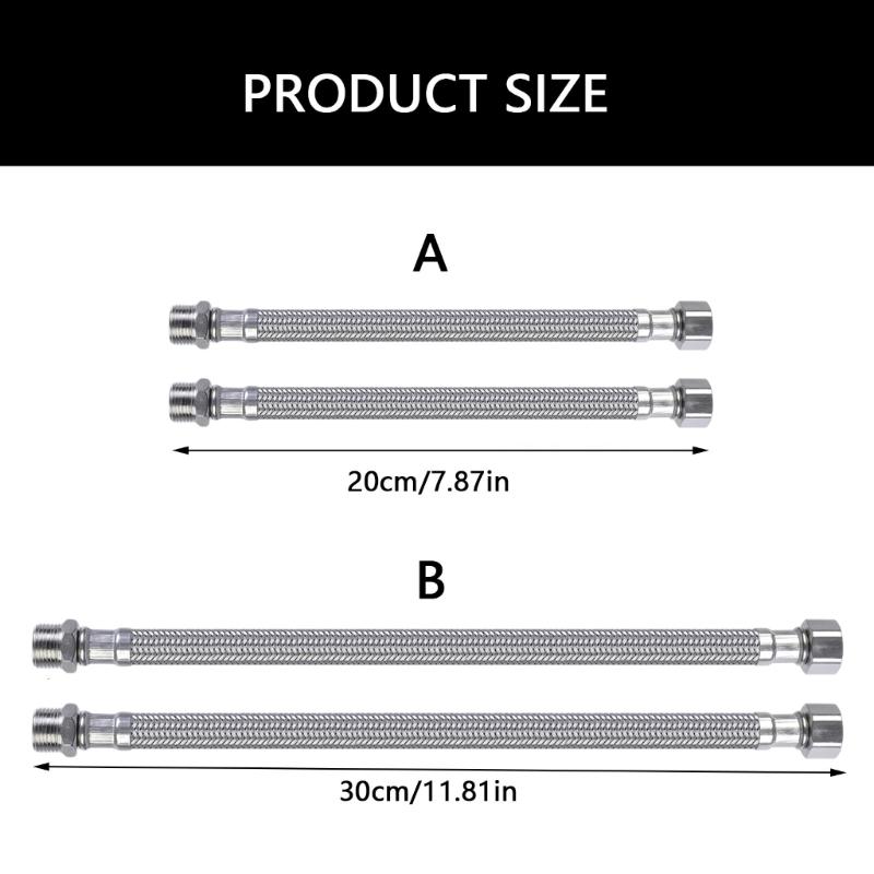 2pcs 304 Stainless Steel Flexible Pipe Water Heater Connector Hose 3/8 Inch Suitable for Faucet Water Heater Connection