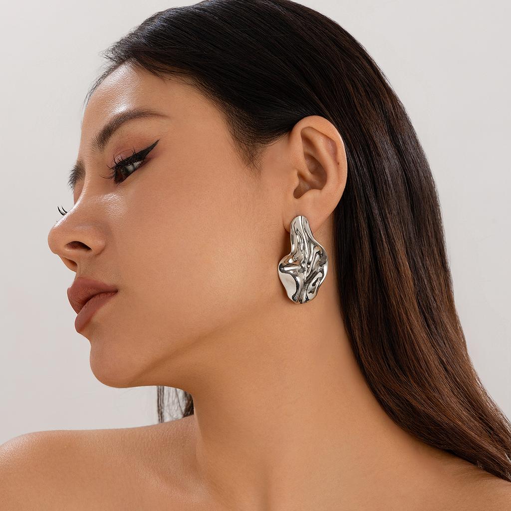 Irregular Hollow Twisted Circular Earrings, Geometric Minimalist Style Earrings, Versatile Earrings For Women'S Daily Wear