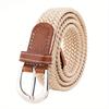 Unisex Casual Knitted Pin Buckle Jeans Belt Woven Canvas Elastic Expandable Stretch Belts for Women Men Girdle