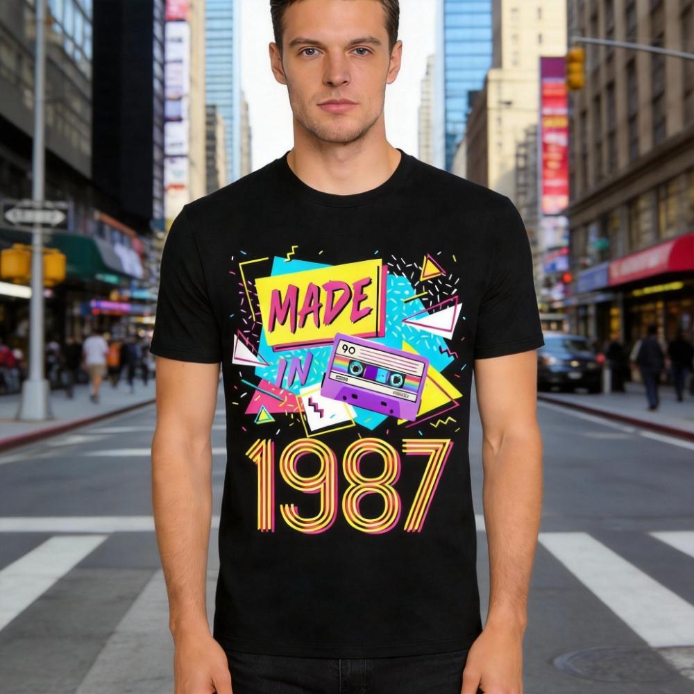 

Made in 1987 39 Years Old Retro Birthday Gift T-shirt Tops Vintage 80s 39th Birthday Cotton T-Shirt Summer Men Clothing S