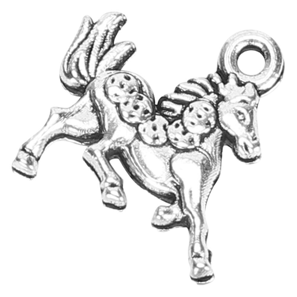 100pcs Vintage Alloy Pendant Silver Horse Keychain Pendant DIY Jewelry Supplies  Necklace Making