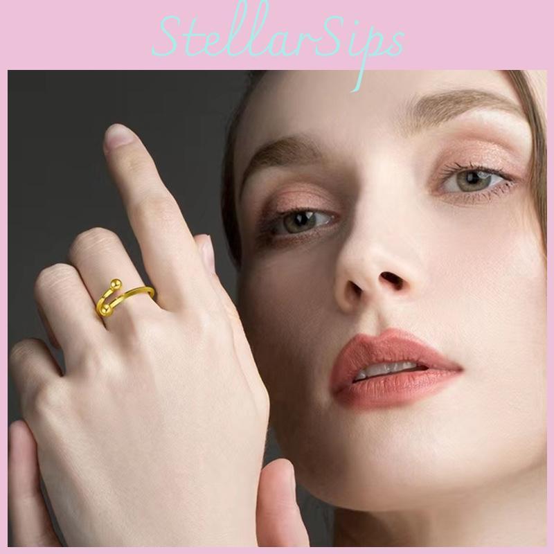 Stilvolles Geometrisches Design Verstellbarer Offener Kupfer Vergoldeter Ring Für Damen Schmuck