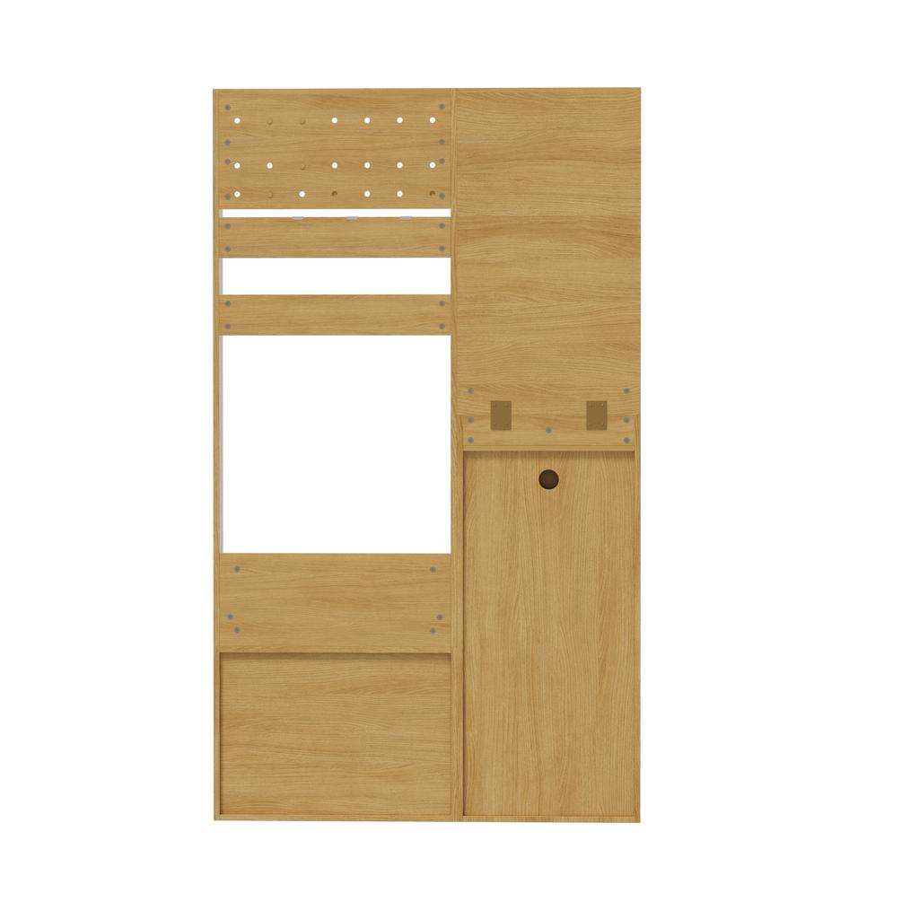 Compact Hallway Wardrobe, Entryway Shelf – Wood-Colored Storage with Mirror, Adjustable Hooks and Shelves for Shoes, Coats and Small Items, 105 Cm