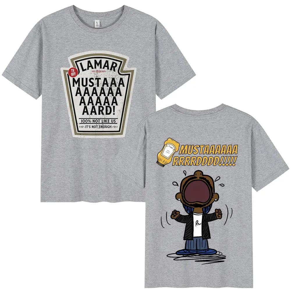 Rapper Kendrick Lamar Mustard Patterned Printed T-shirt for Men, Fashionable Hip-hop Short-sleeved Cotton Casual Short-sleeved