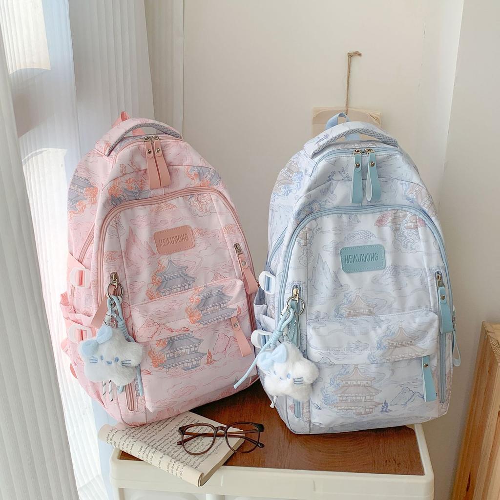 Schoolbag national style backpack ins storm point backpack junior high school college style campus bag flash large capacity student schoolbag