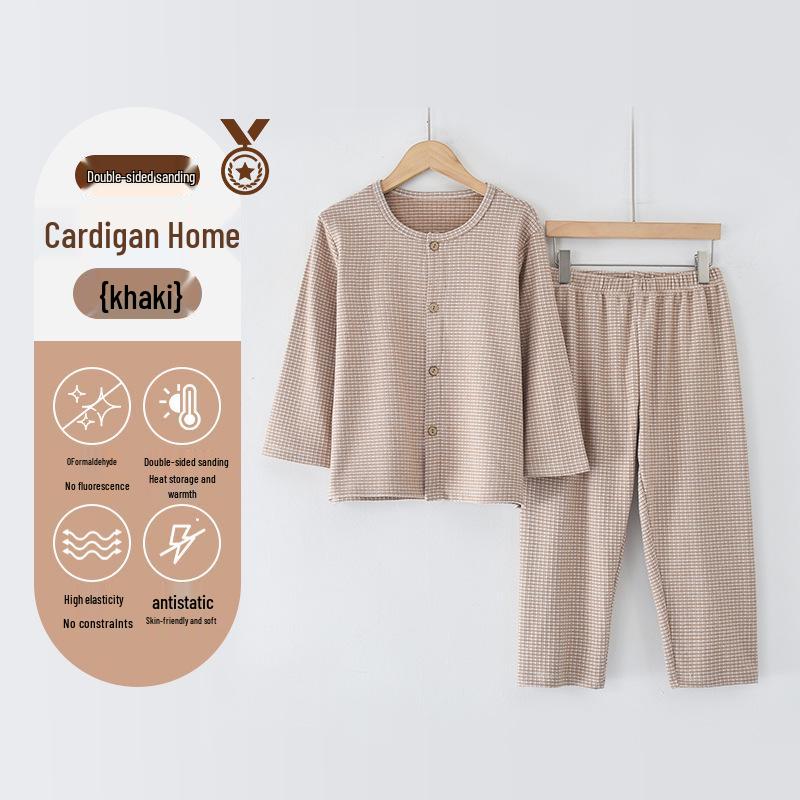 Kids' Fleece Pajama Set - Warm Cardigan with Long Sleeves for Autumn/Winter